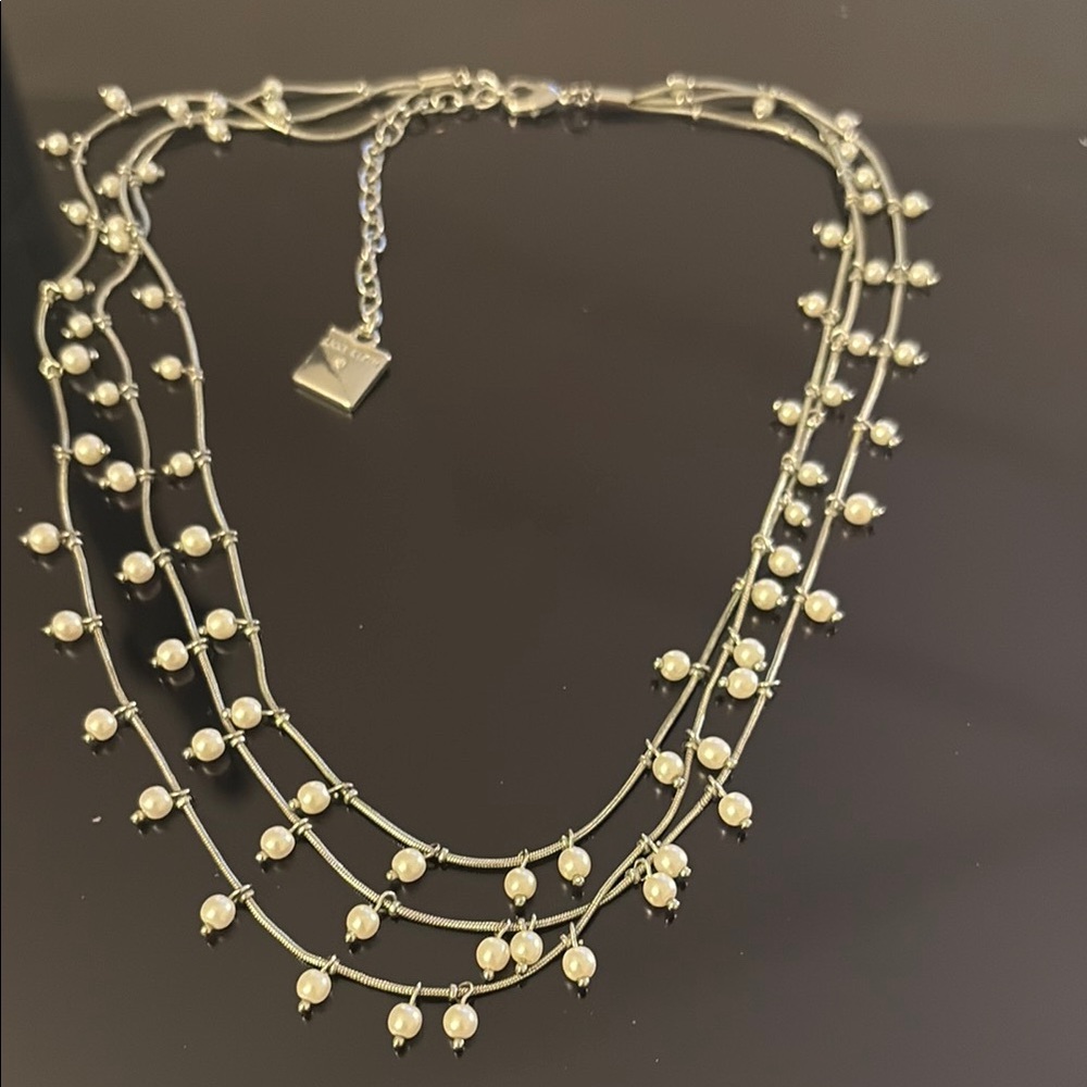 Anne Klein Silver and Cream Multi-Strand Necklace